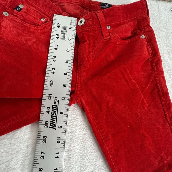 AG Adriano Goldschmied Stevie Ankle Petite Slim Straight Corduroy Pants 25R Red - Picture 8 of 10